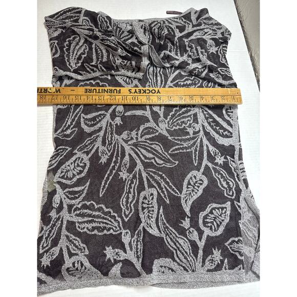 Sigrid Olson Black Silver Print Pullover Blouse Top Boho Hippie Size Medium - Picture 5 of 5